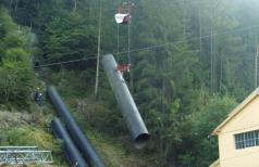 Materialseilbahn für Druckrohrleitungsbau